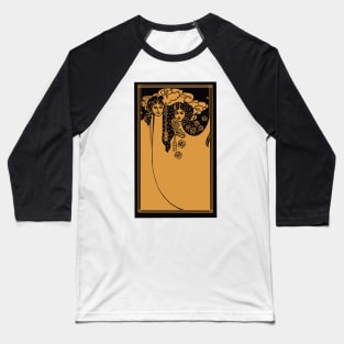 Art Nouveau Ladies (gold on black) Baseball T-Shirt